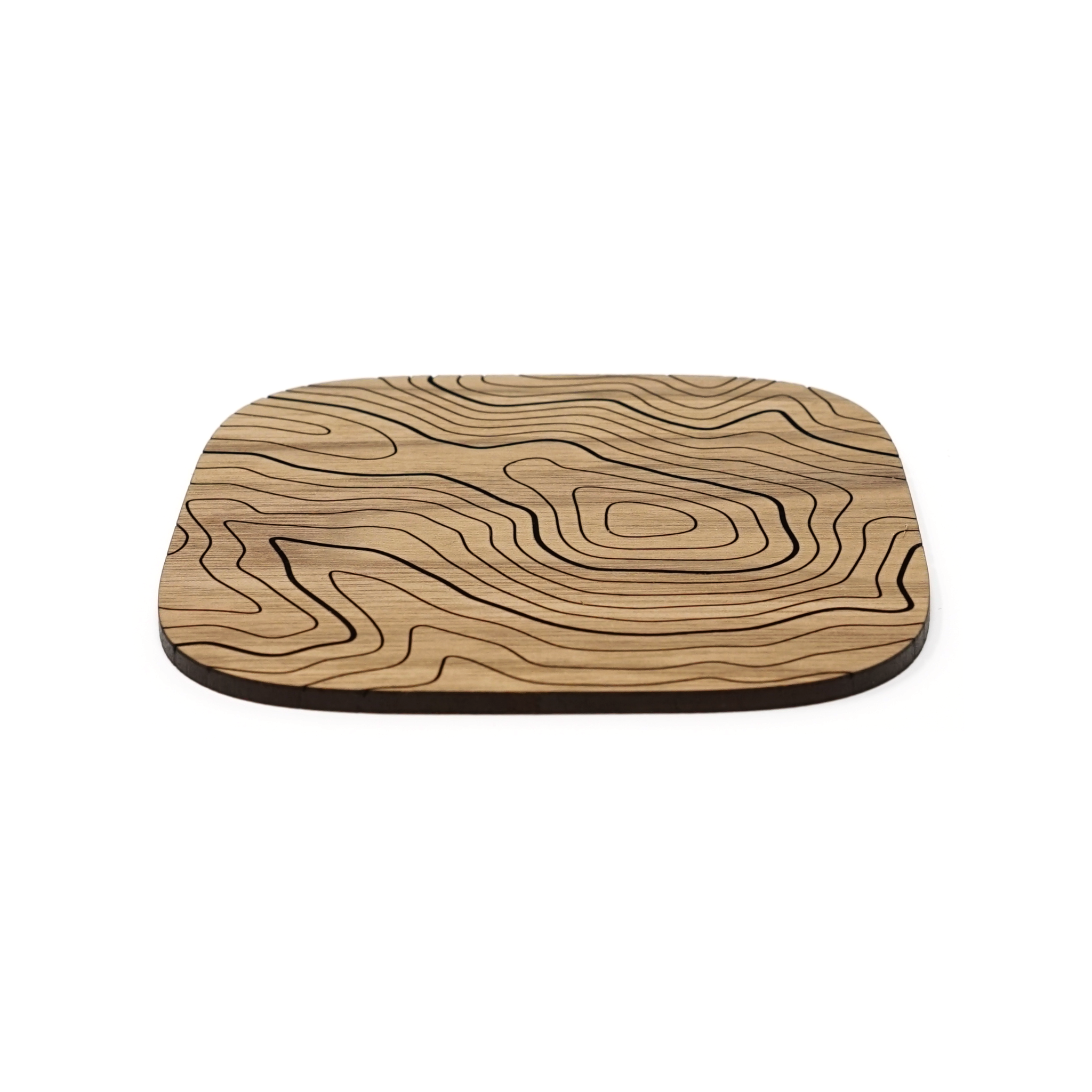 Walnut Topography Wood Coaster