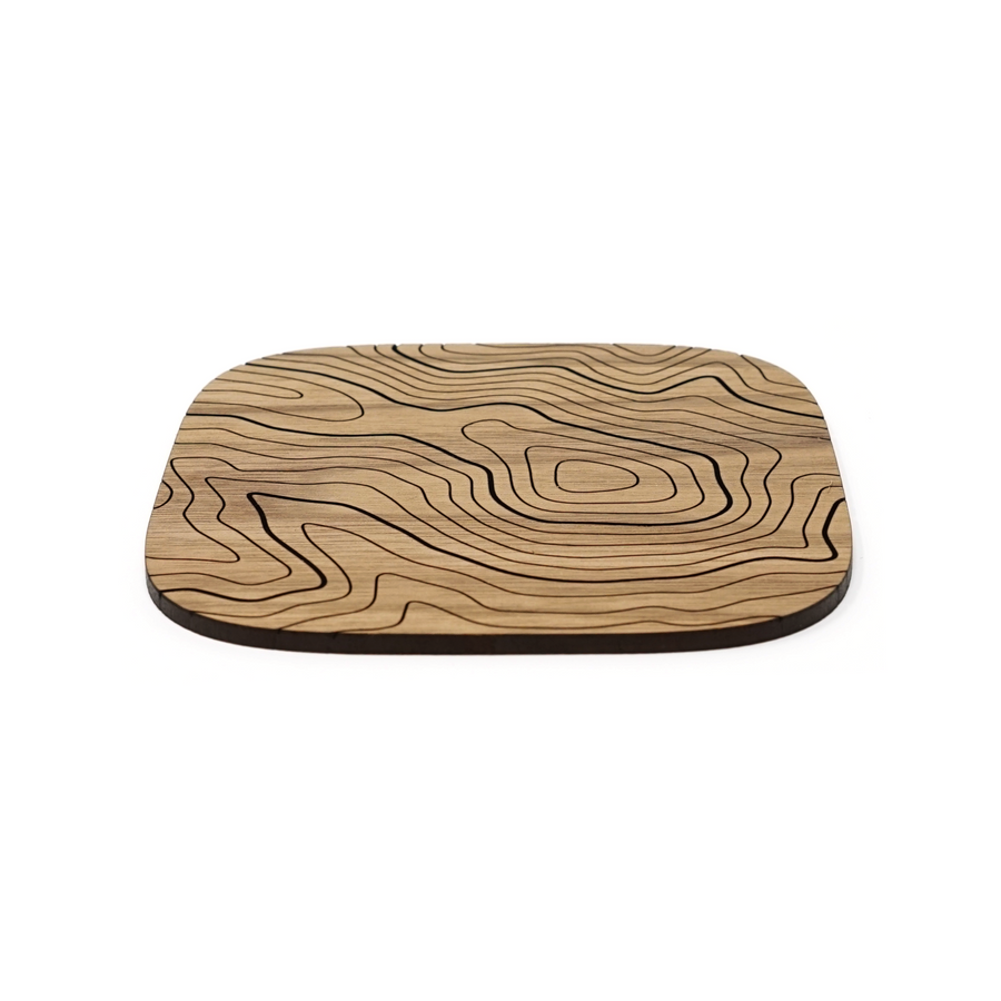 Walnut Topography Wood Coasters (Set of 4)